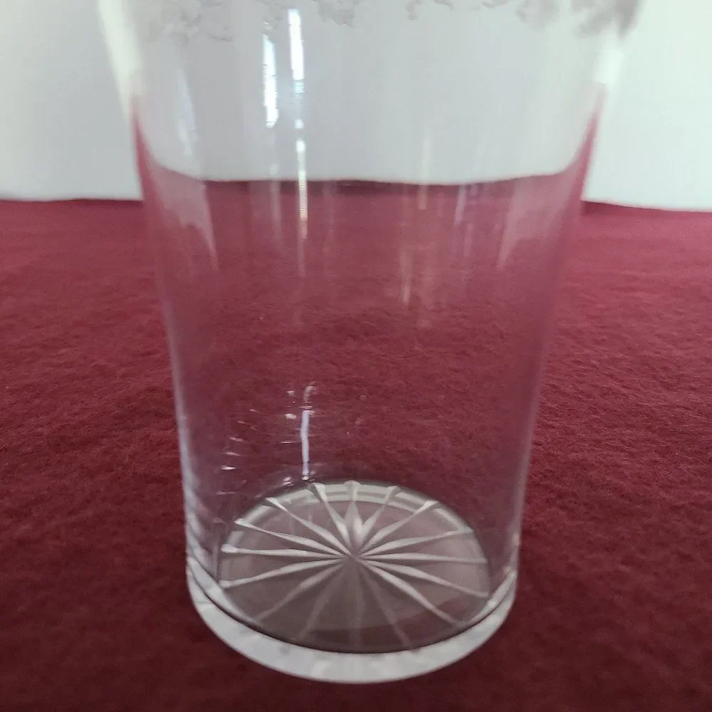 Cambridge Glass Bacchus Grapes Grapevine Leaf Crystal Juice Glass Antique Etched